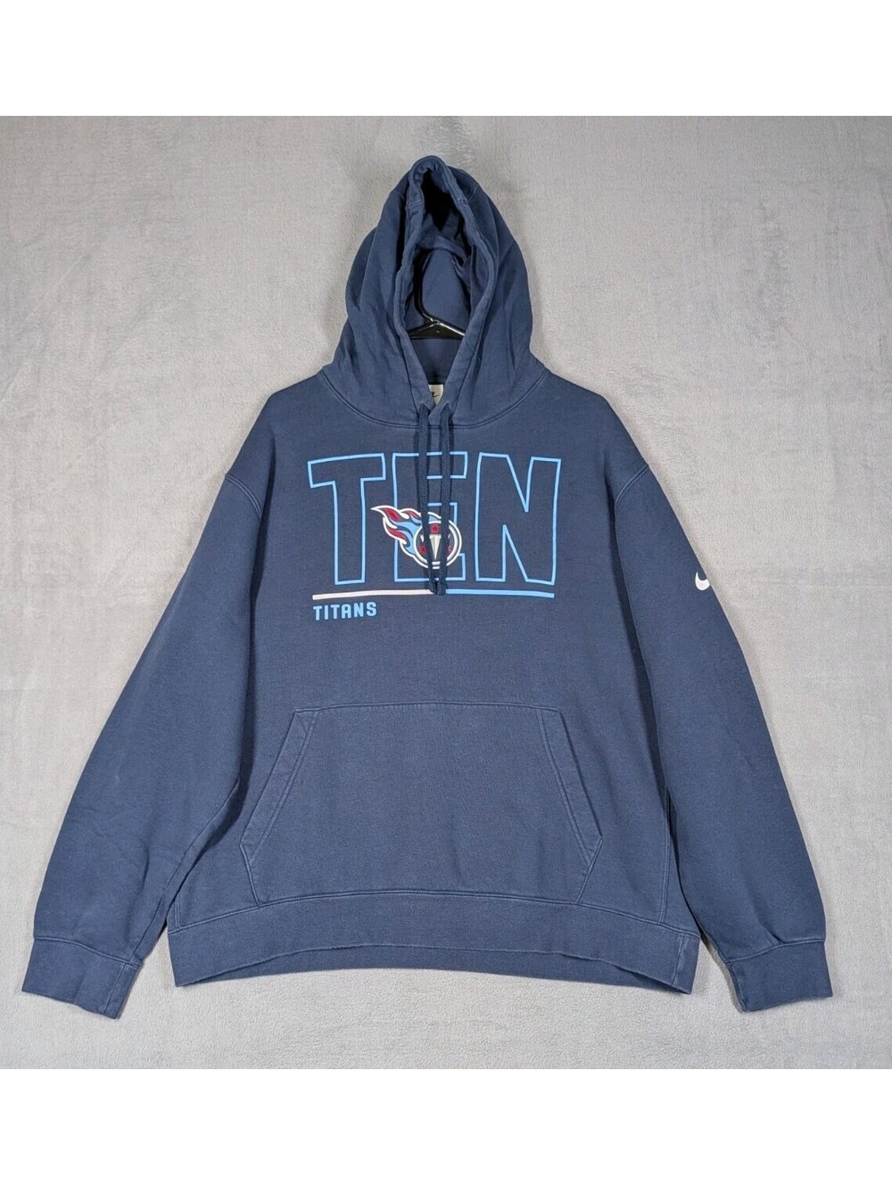 Nike Mens XL Navy Tennessee Titans NFL Football Pullover Hoodie Sweatshirt Logos